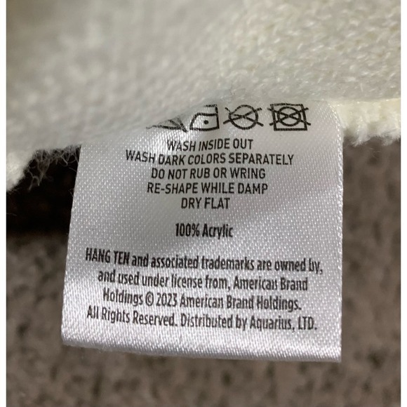 Hang Ten knit hat beanie Cap White Winter Ski Unisex Adult Acrylic Skullcap New - Picture 6 of 6